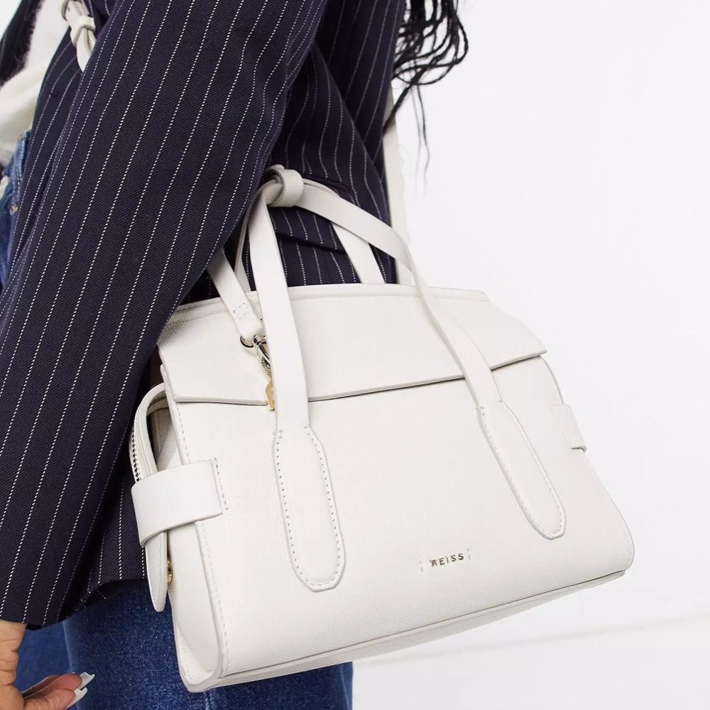 Reiss white leather Sophie cross body purse satchel bag Authentic